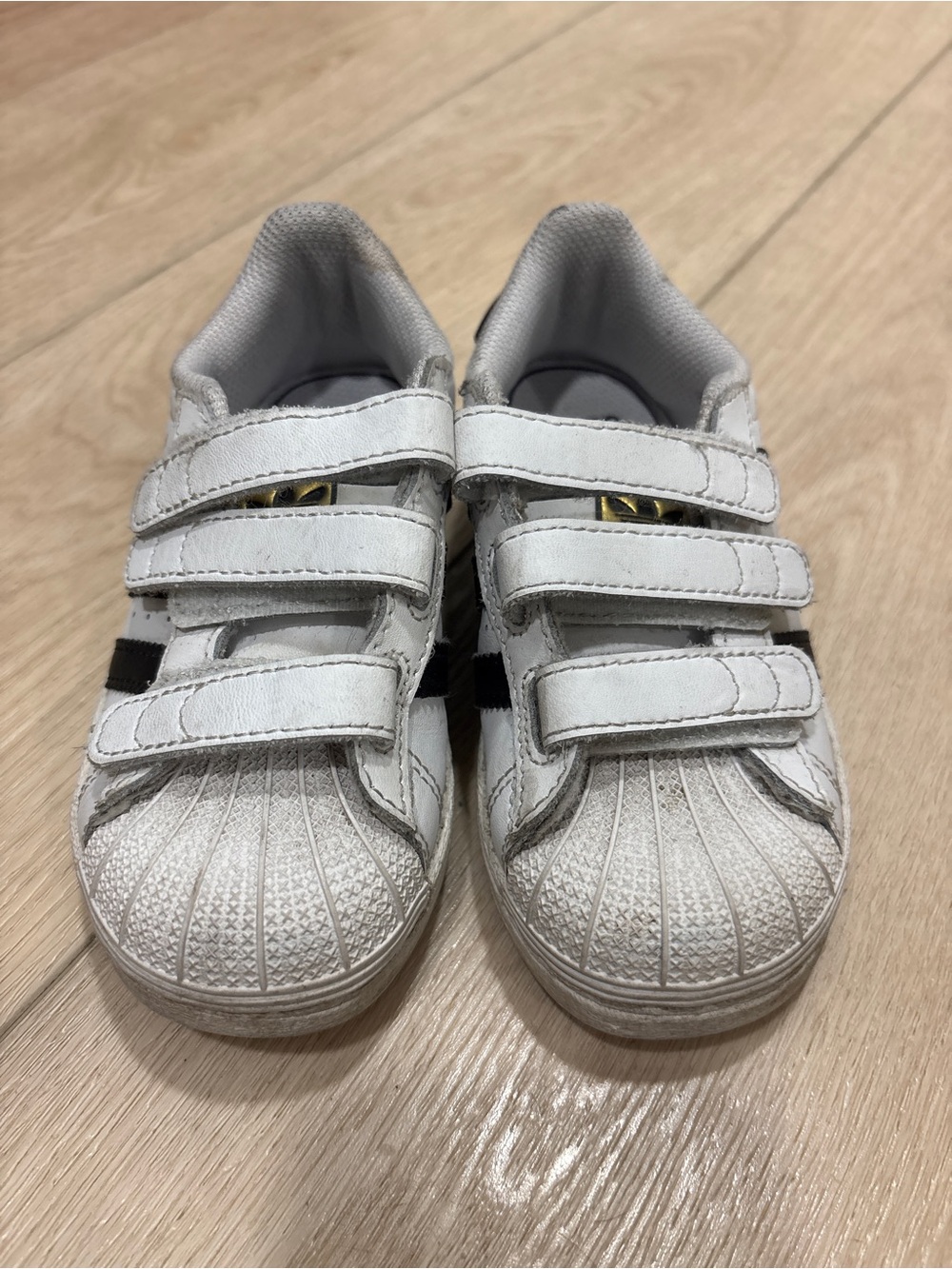 adidas Kids White Sneakers with Black Stripes